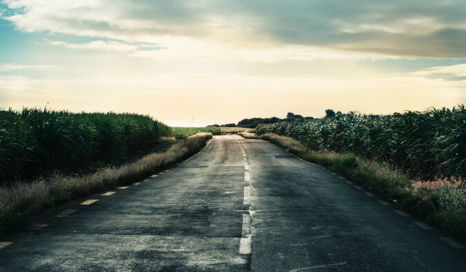 wide open road in the countryside