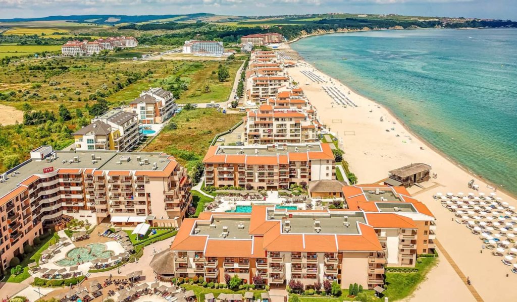 The crwoded Sunny Beach in Bulgaria