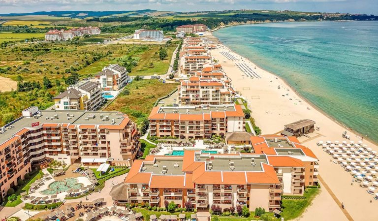 The crwoded Sunny Beach in Bulgaria