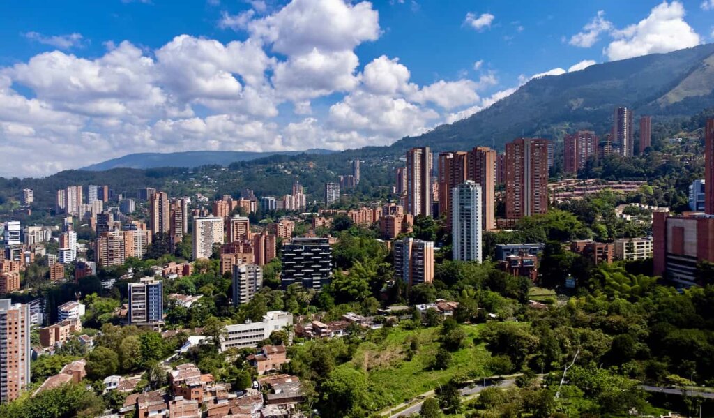 The view overlooking the downtown core of Medellin, Colombia