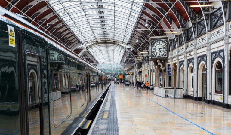 A train sitting at a platform at London's historic Paddington Station