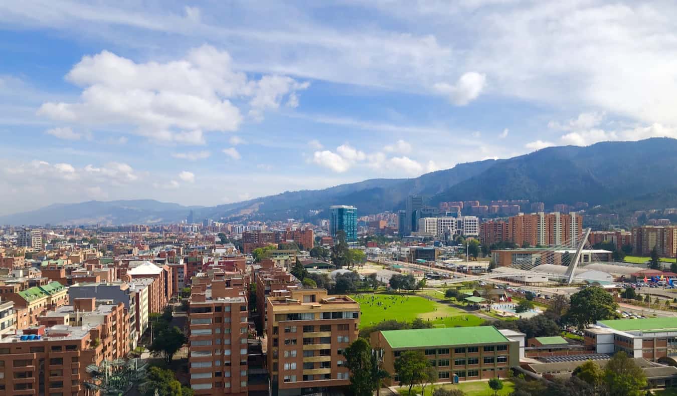 The sweeping view looking out over Bogota, Colombia on a sunny day