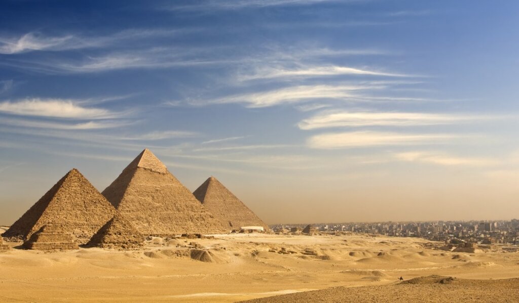 The huge pyramids of Giza in Egypt