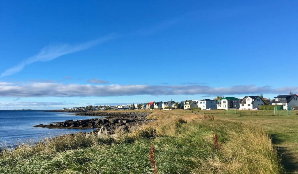 A sunny day along the rugged, rural coastline of Iceland