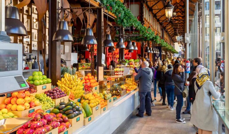 A massive, sprawling market full of food in beautiful Madrid, Spain