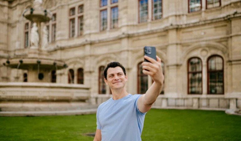 Nomadic Matt taking a selfie in beautiful, historic Vienna, Austria