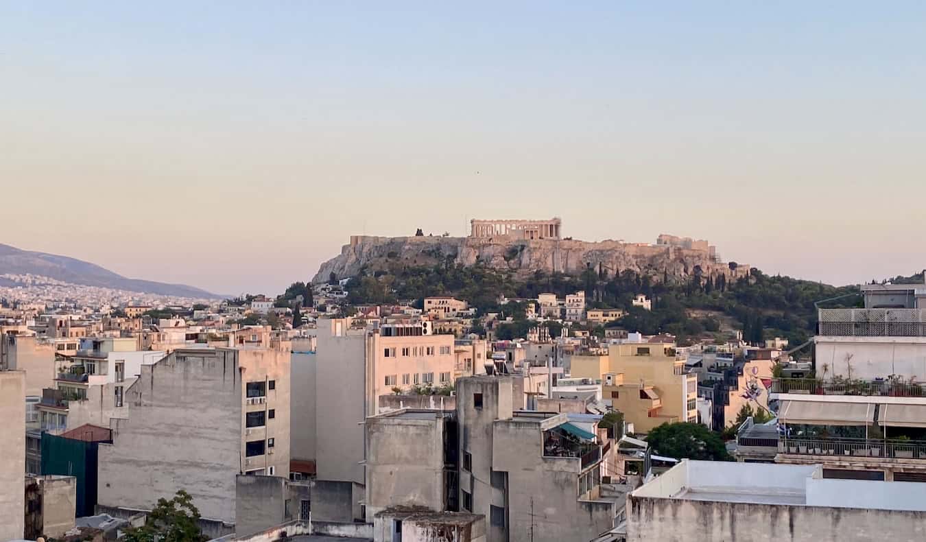 The view overlooking the Acropolis in historic Athens, Greece